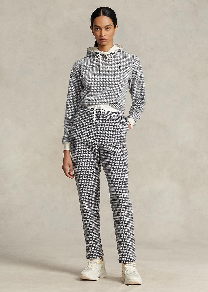 ポロ ラルフ ローレン パンツ レディース 黒 Houndstooth Drawstring フリース AUZBM1460